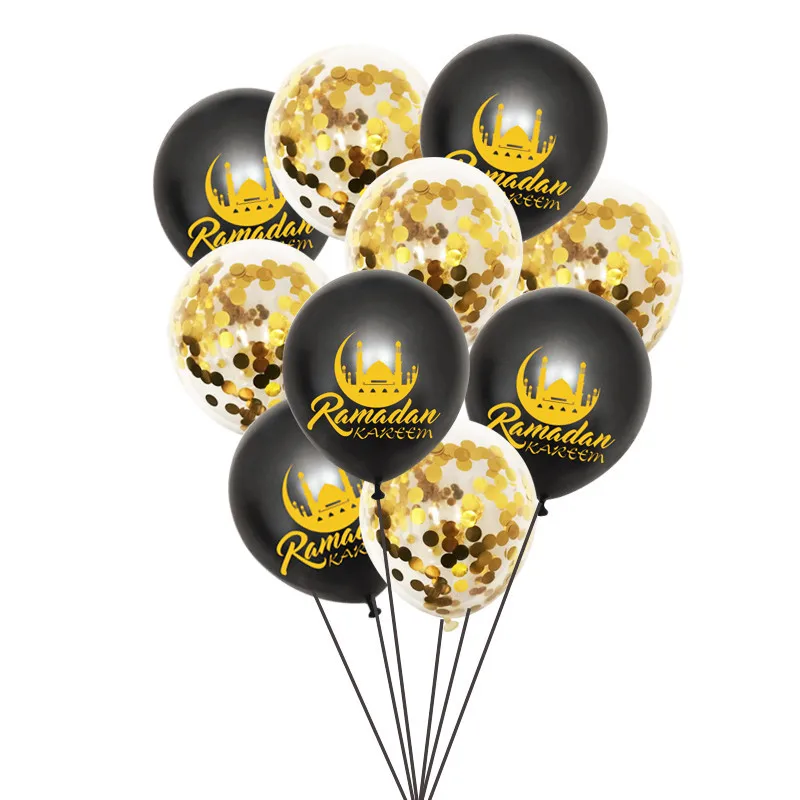 10Pcs Black Gold 12inch Ramadan Kareem Latex Balloons Eid Mubarak Islamic Muslim Festival Decoration Eid al-Fitr Party Supplies
10Pcs Black Gold 12inch Ramadan Kareem Latex Balloons Eid Mubarak Islamic Muslim Festival Decoration Eid al-Fitr Party Supplies