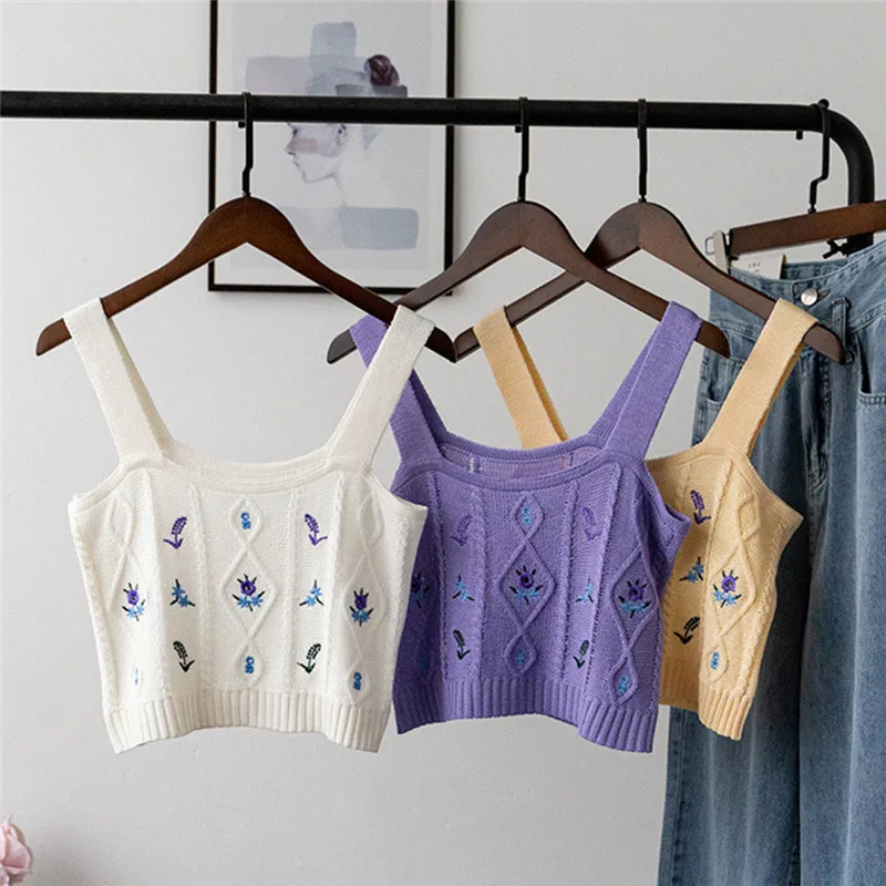 Women Knitted Crop Camis Top Ladies Floral Embroidery Knitted Short Vest Summer 2023 Vintage Tank Crop Camis Top
Women Knitted Crop Camis Top Ladies Floral Embroidery Knitted Short Vest Summer 2023 Vintage Tank Crop Camis Top