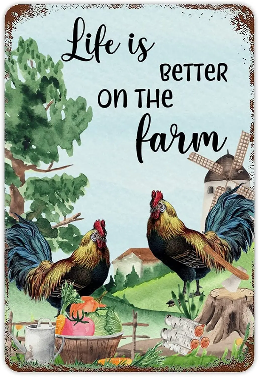Farm Animals Chicken Rooster Watercolor Rustic Metal Sign 8x12in Retro Farmhouse Aluminum Sign Life Wall Art Decorations
Farm Animals Chicken Rooster Watercolor Rustic Metal Sign 8x12in Retro Farmhouse Aluminum Sign Life Wall Art Decorations