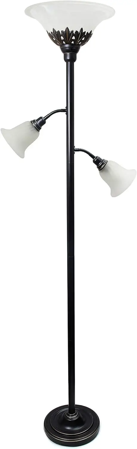

3 Light Scalloped Glass Floor Lamp, Restoration Bronze/White Led stand Nordic floor lamp Mushroom Night light напольная