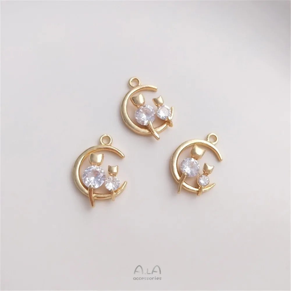 14K Bag Gold Moon Pendant zircon Cat Pendant handmade DIY Bracelet Earring headpiece pendant accessories
14K Bag Gold Moon Pendant zircon Cat Pendant handmade DIY Bracelet Earring headpiece pendant accessories