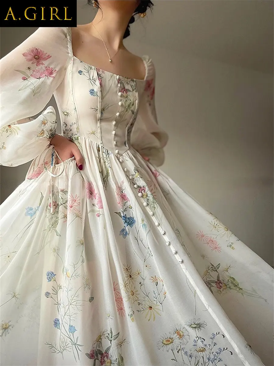 A GIRLS Midi Print Dress Summer New Women Elegent French Retro Princess Fancy Party Prom Clothes Female Vestidos
A GIRLS Midi Print Dress Summer New Women Elegent French Retro Princess Fancy Party Prom Clothes Female Vestidos