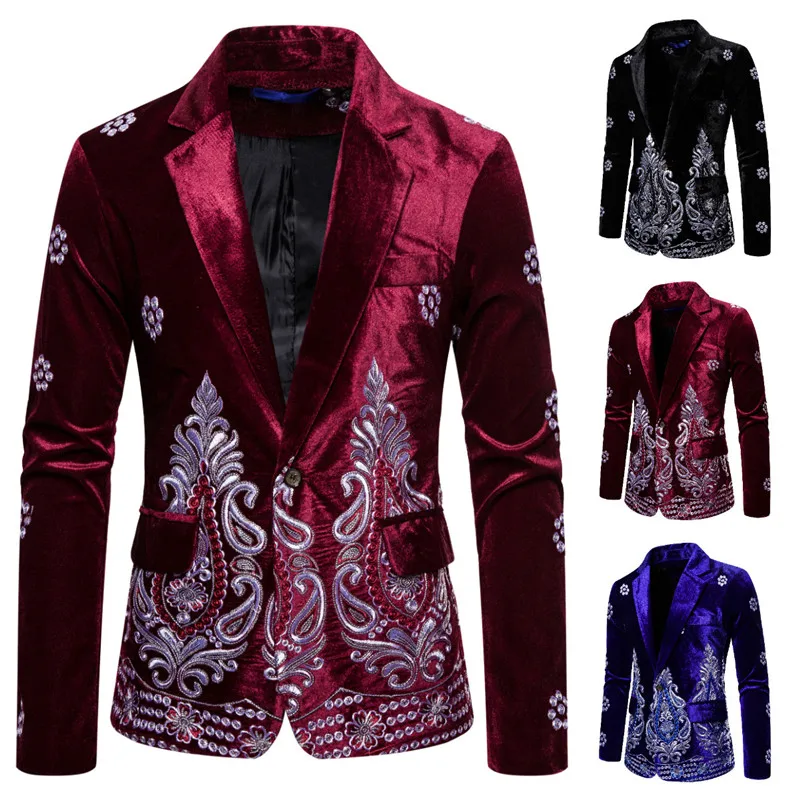 DYB&ZACQ Men's Suit Euramerican Style Fashion Casual Velvet One Button Embroidered Velvet Suit Performance Dress
DYB&ZACQ Men's Suit Euramerican Style Fashion Casual Velvet One Button Embroidered Velvet Suit Performance Dress