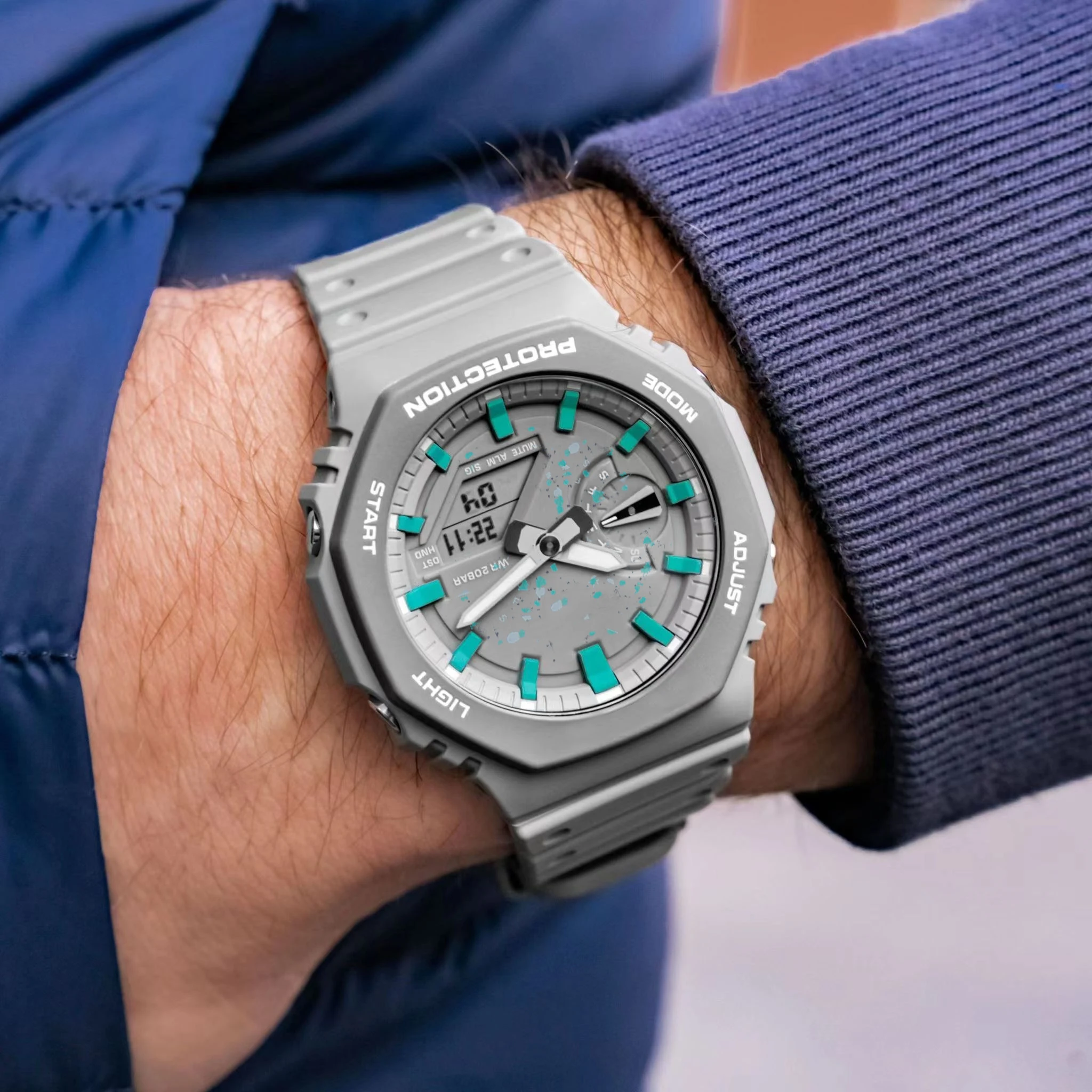 Digital Sports Quartz Men's 2100 Watch Full Function LED Waterproof Automatic Hand Raise Light Oak Series World Time wholesale
Digital Sports Quartz Men's 2100 Watch Full Function LED Waterproof Automatic Hand Raise Light Oak Series World Time wholesale