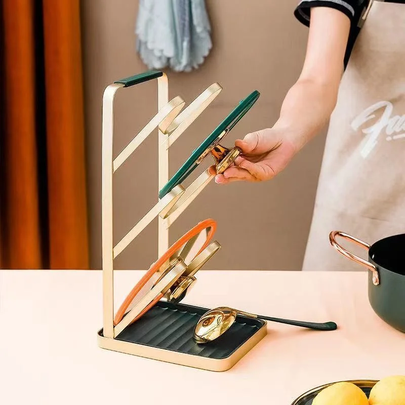Pot Cover Shelf Table Top Light Luxurious Storage Rack Sitting Chopping Board Rack Hole Free Household Kitchen Accessory
Pot Cover Shelf Table Top Light Luxurious Storage Rack Sitting Chopping Board Rack Hole Free Household Kitchen Accessory