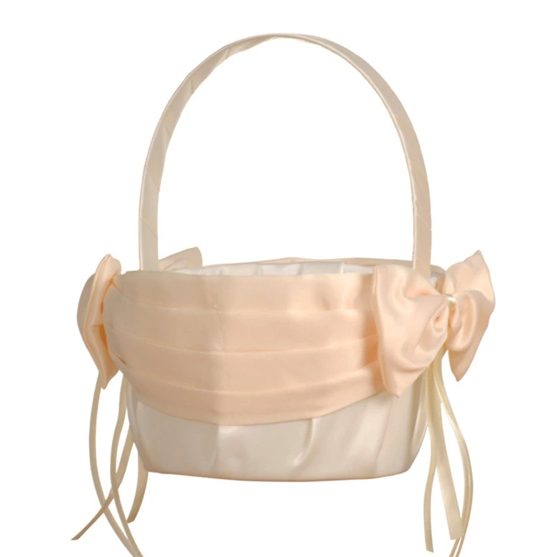 Flower Basket with Bows Suitable for Wedding Ceremony Anniversary Cute Small Champagne Satin Flower Girl Baskets
Flower Basket with Bows Suitable for Wedding Ceremony Anniversary Cute Small Champagne Satin Flower Girl Baskets