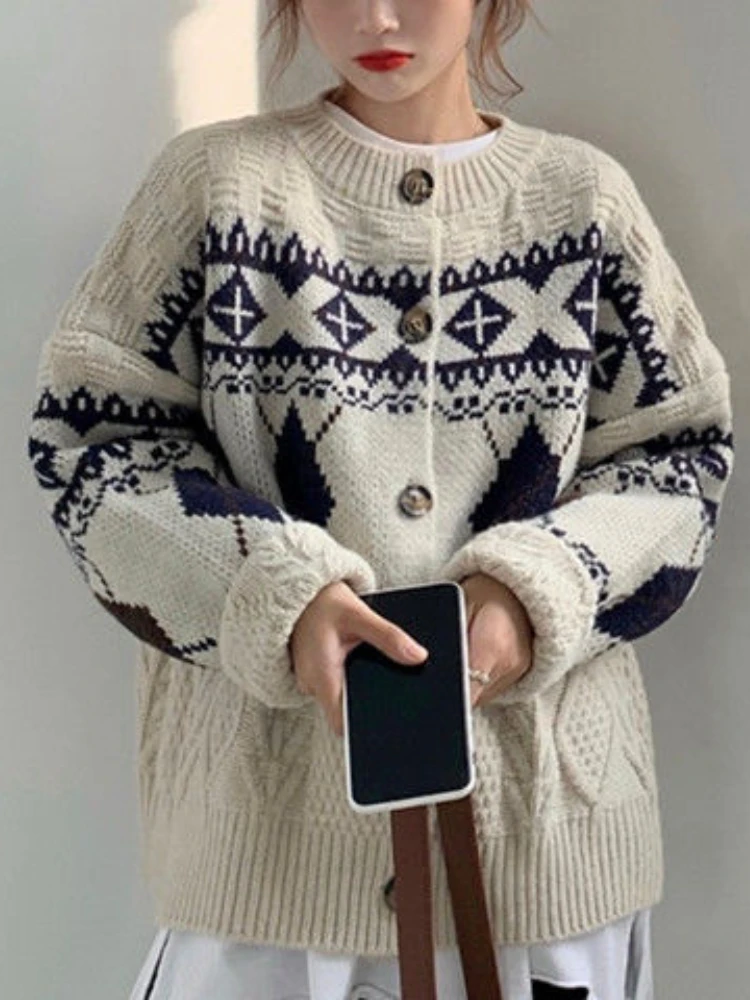 Knitted Cardigan Oversized Sweater New In Autumn Winter Clothes Women Printing Women Cardigan Casual Elegance Korean Fashion
Knitted Cardigan Oversized Sweater New In Autumn Winter Clothes Women Printing Women Cardigan Casual Elegance Korean Fashion