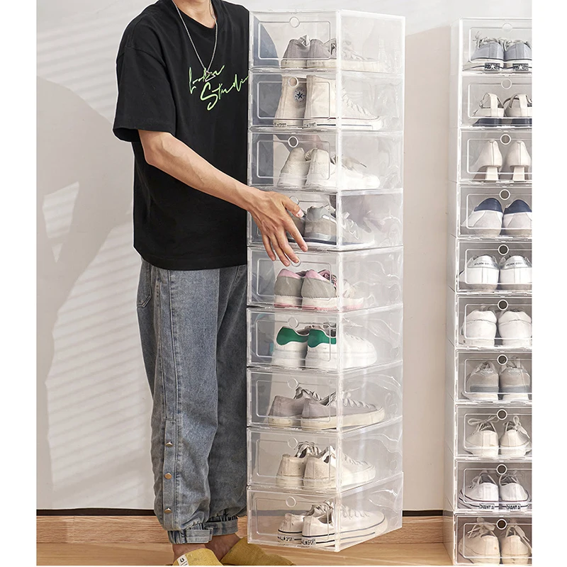 6pcs/Set Plastic Shoes Case Drawer Case Thickened Transparent Shoebox Fold Shoe Organizer Plastic Shoe Boxes Stackable Box
6pcs/Set Plastic Shoes Case Drawer Case Thickened Transparent Shoebox Fold Shoe Organizer Plastic Shoe Boxes Stackable Box