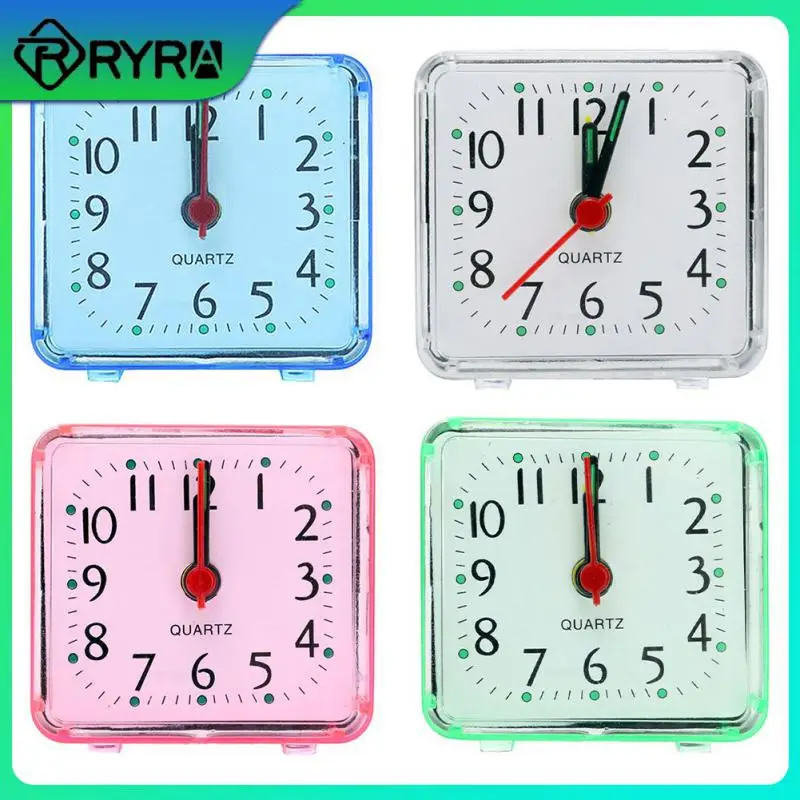 

No Tick Wake Up Clocks Small Table Clock Compact Travel Alarm Clock Electronic Bedroom Desk Decoration Silent Batteries Alarm