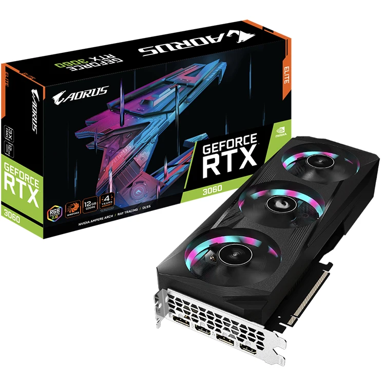 GIGABYTE NVIDIA AORUS GeForce RTX 3060 ELITE 12G Gaming Graphics Card with GDDR6 Memory 3584 CUDA Cores
GIGABYTE NVIDIA AORUS GeForce RTX 3060 ELITE 12G Gaming Graphics Card with GDDR6 Memory 3584 CUDA Cores