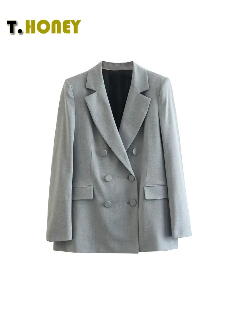 TELLHONEY Women Fashion Notched Collar Double Breasted Blazer Jackets Female Solid Color Casual Long Sleeves Loose Coats
TELLHONEY Women Fashion Notched Collar Double Breasted Blazer Jackets Female Solid Color Casual Long Sleeves Loose Coats
