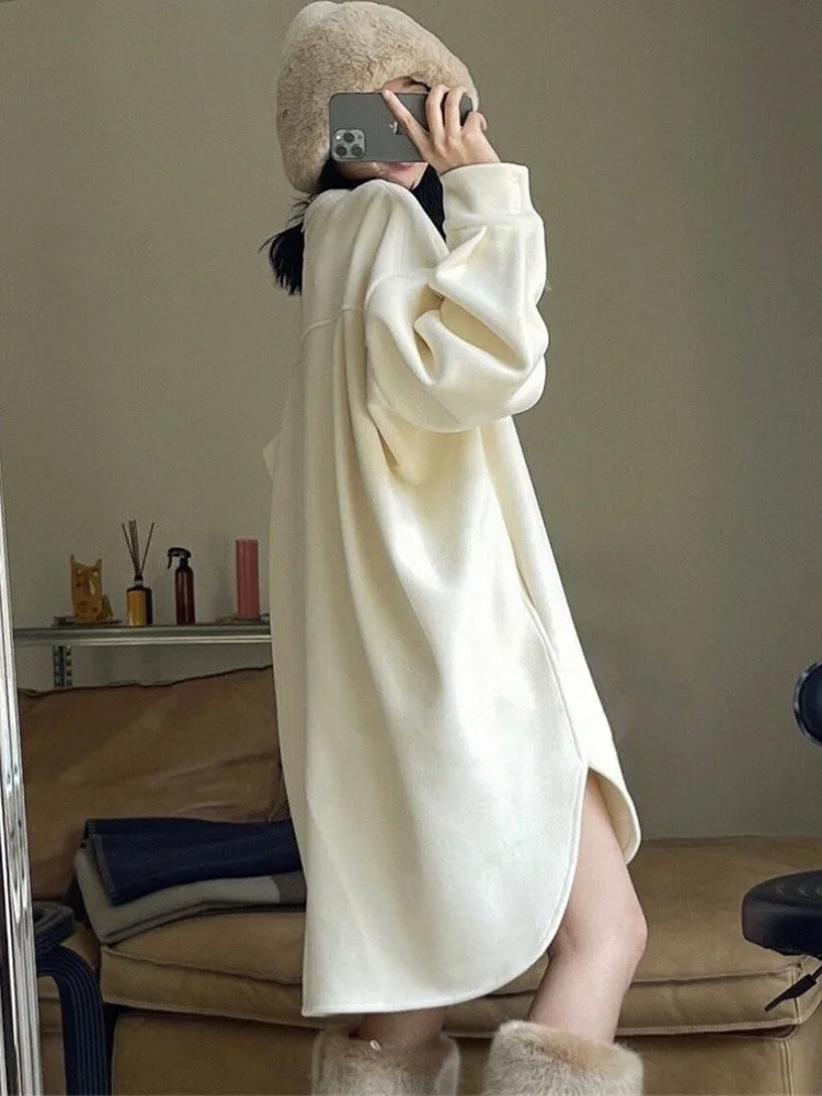 Long Style Sweatshirts Women Cozy Fall Winter Korean Solid New Minimalist High Street Tender Loose Design Mujer Clothing Leisure
Long Style Sweatshirts Women Cozy Fall Winter Korean Solid New Minimalist High Street Tender Loose Design Mujer Clothing Leisure