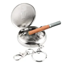 Ashtray with Key Chain Mini Stainless Steel Pocket Ashtray Portable Vehicle Ashtray