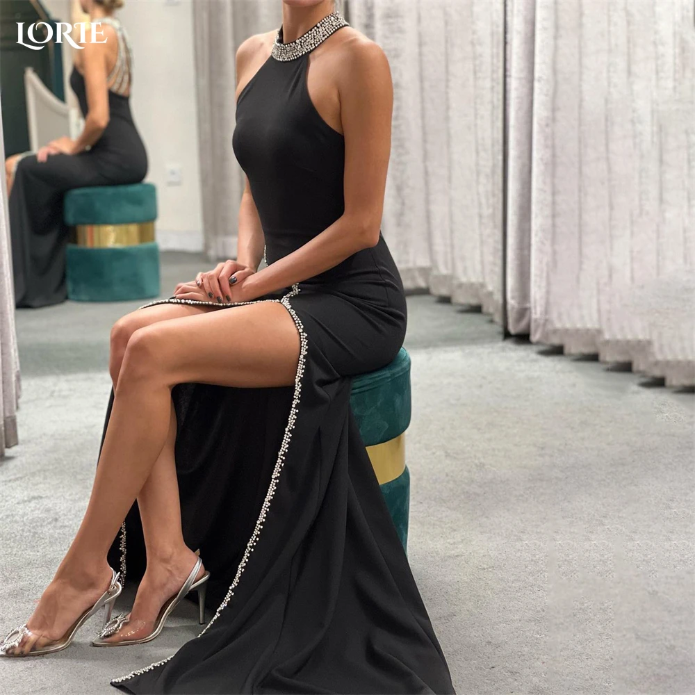 LORIE Luxury Solid Mermaid Evening Dresses Halter Side Slit Beadings Elastic Satin Prom Dress Backless Sexy Arabia Party Gowns 
LORIE Luxury Solid Mermaid Evening Dresses Halter Side Slit Beadings Elastic Satin Prom Dress Backless Sexy Arabia Party Gowns
