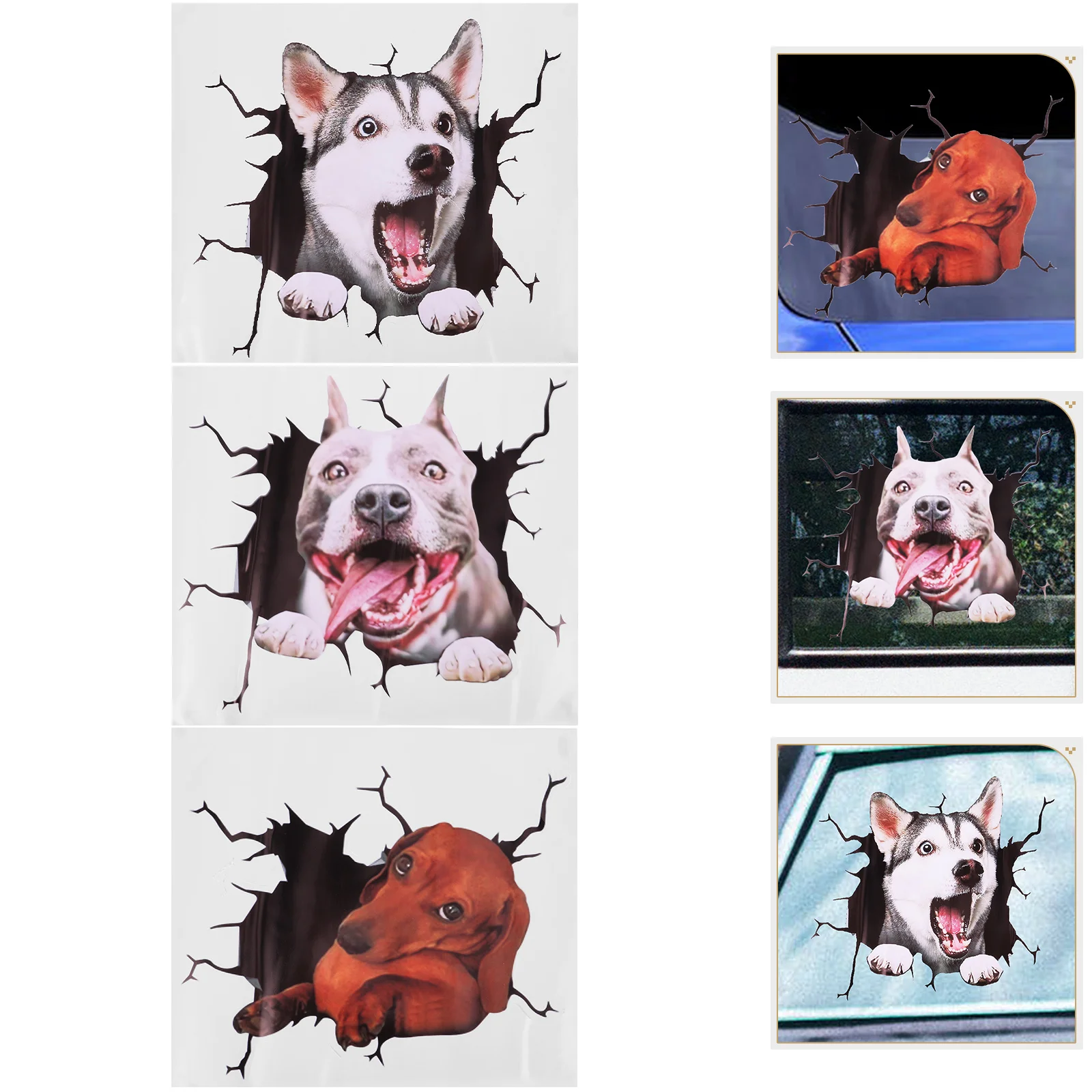 3pcs Self-adhesive Dog Patterned Sticker Car Window Sticker Glass Crack Patterns Decal
3pcs Self-adhesive Dog Patterned Sticker Car Window Sticker Glass Crack Patterns Decal