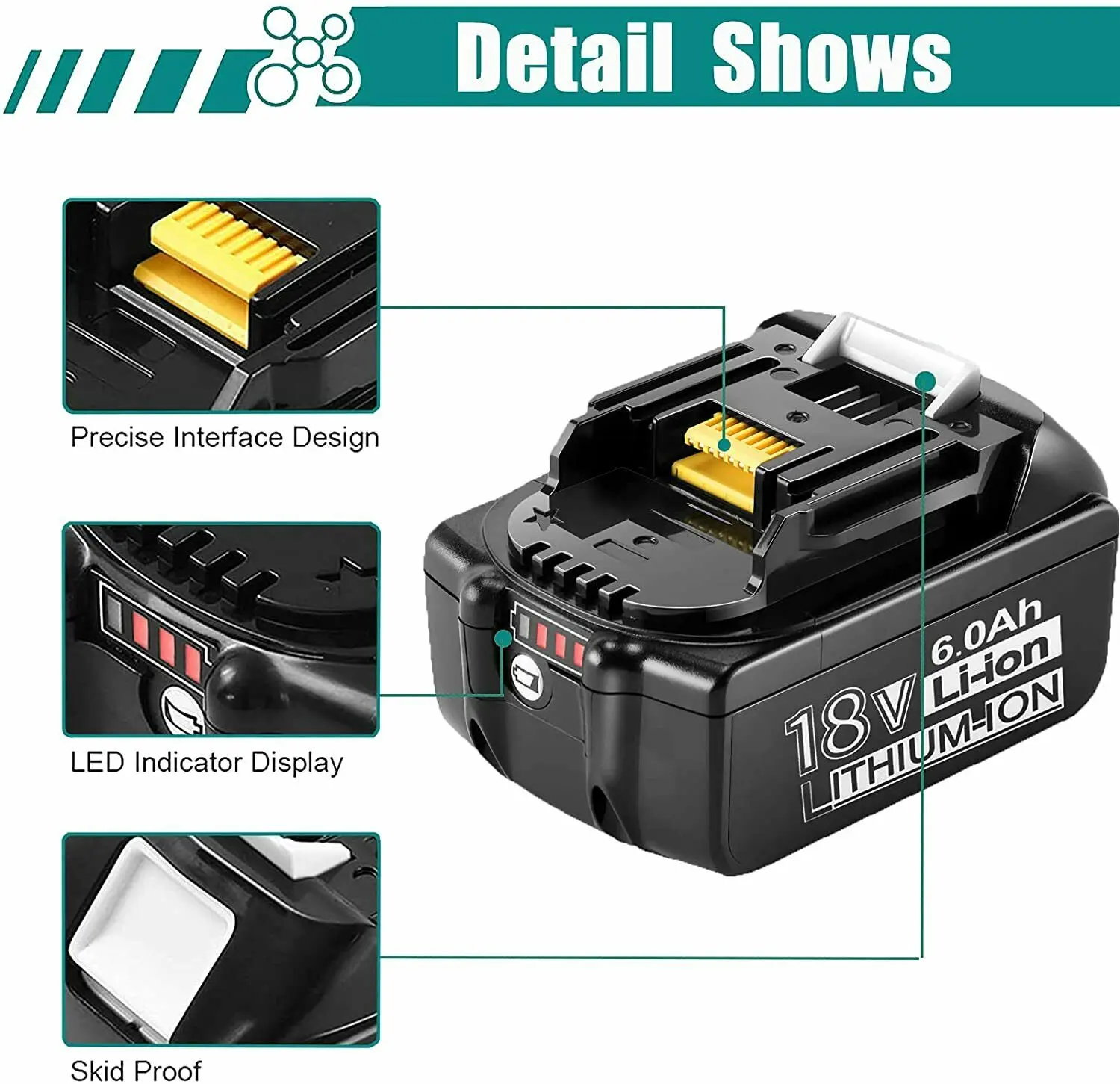 Latest Upgraded Battery BL1860 for Makita 18V Battery 6.0ah Rechargeable Replacement BL1840 BL1850 Li-Ion for makita 18v Battery
Latest Upgraded Battery BL1860 for Makita 18V Battery 6.0ah Rechargeable Replacement BL1840 BL1850 Li-Ion for makita 18v Battery