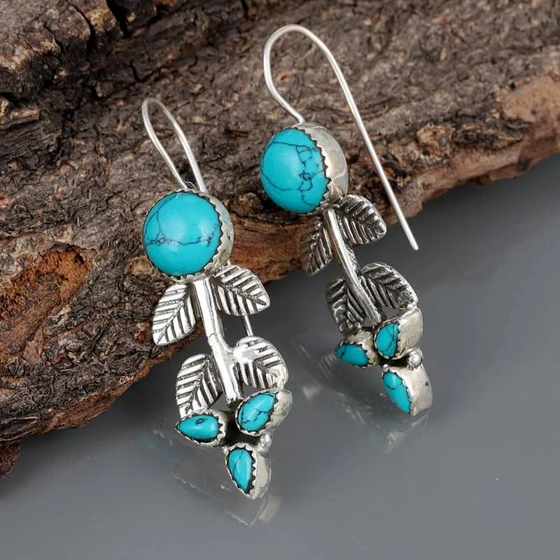 Boho Round Turquoise Earrings Women Vintage Silver Metal Geometric Engraved Leaf Drop Earrings
Boho Round Turquoise Earrings Women Vintage Silver Metal Geometric Engraved Leaf Drop Earrings