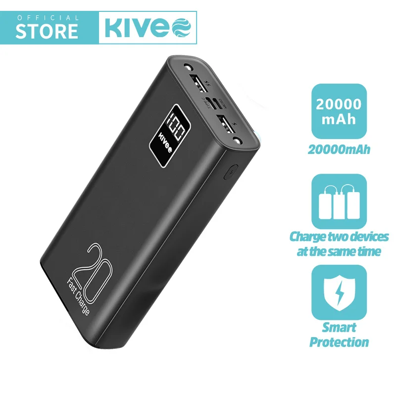 KIVEE 20000mAh Power Bank Portable External Battery Fast Charge with Dual USB Output Large Capacity PoverBank For iPhone Xiaomi
KIVEE 20000mAh Power Bank Portable External Battery Fast Charge with Dual USB Output Large Capacity PoverBank For iPhone Xiaomi