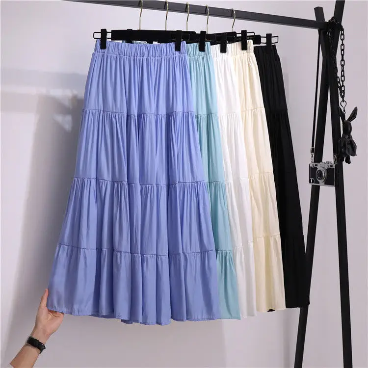 Stitching Solid Color Skirt Women Summer Literary Long High Waist A-line Large Swing Ladies Light Thin Loose Casual High Qualit
Stitching Solid Color Skirt Women Summer Literary Long High Waist A-line Large Swing Ladies Light Thin Loose Casual High Qualit