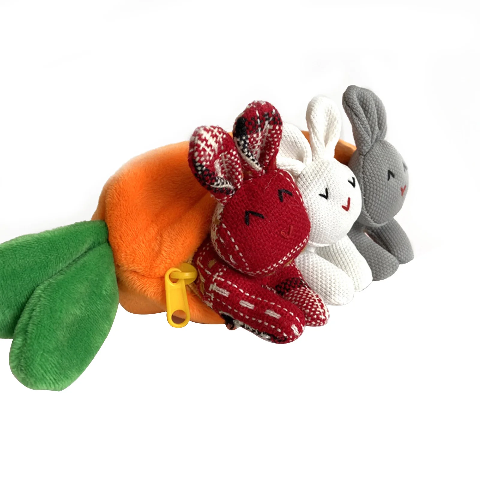 

3 кролика в кошельке с морковкой, пасхальный подарок для детей, домашнее праздничное настольное украшение с милым Кроликом, плюшевая кукла, ...