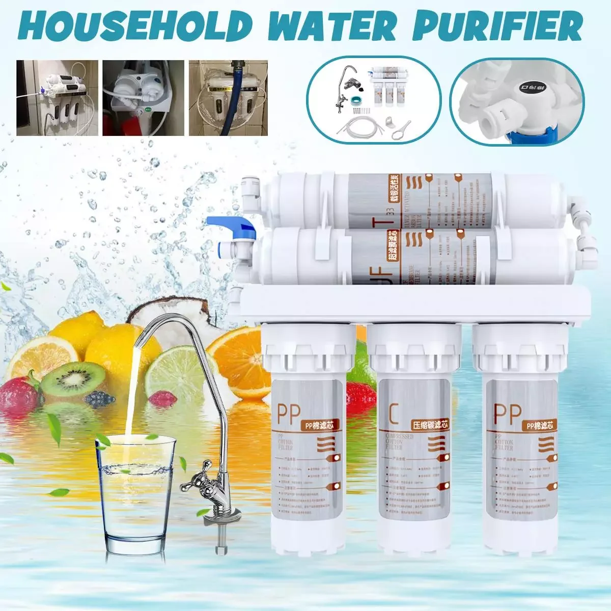Water Treatment System Home Water Filtration System Purifier Reverse Osmosis 5 Stages Kitchen Water Filter System Purification
Water Treatment System Home Water Filtration System Purifier Reverse Osmosis 5 Stages Kitchen Water Filter System Purification