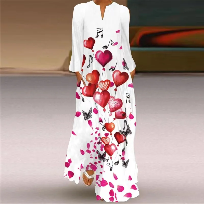 Fashion Women Print Dress Spring And Autumn New V-neck Long Sleeved Pocket Chiffon Dress Loose Elegant Long Dress Female
Fashion Women Print Dress Spring And Autumn New V-neck Long Sleeved Pocket Chiffon Dress Loose Elegant Long Dress Female