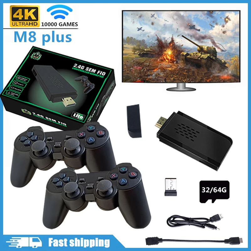 Игровая консоль 2,4G, двойной беспроводной контроллер, 4K, 10000 игр, 64 ГБ, ретро-игры для PS1 GBA, рождественский подарок
Игровая консоль 2,4G, двойной беспроводной контроллер, 4K, 10000 игр, 64 ГБ, ретро-игры для PS1 GBA, рождественский подарок