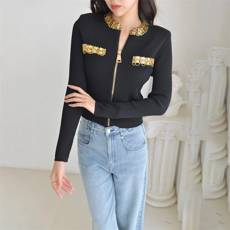 2023FW new women's long-sleeved short round neck beaded sweater top y2k high quality fashion high street zipper cardigan jacket
2023FW new women's long-sleeved short round neck beaded sweater top y2k high quality fashion high street zipper cardigan jacket