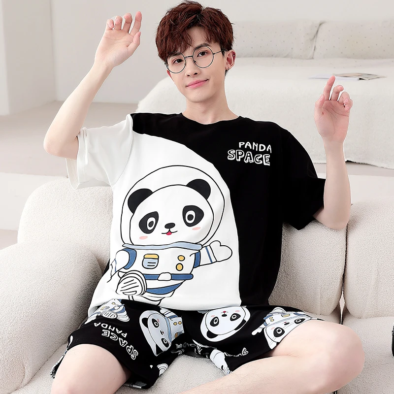 Summer Cartoon Sleepwear Pajama Sets For Women Men Cute Panda Printing Pyjama Suit Korean Leisure Homewear Suit Cotton Short
Summer Cartoon Sleepwear Pajama Sets For Women Men Cute Panda Printing Pyjama Suit Korean Leisure Homewear Suit Cotton Short