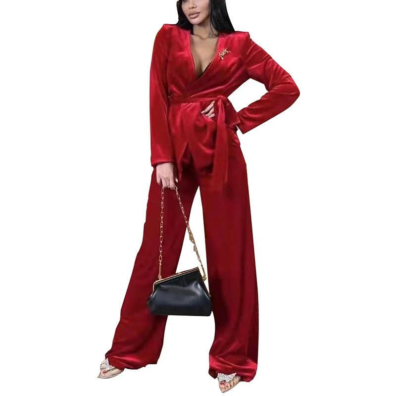 Женский бархатный костюм, костюм из двух предметов с поясом и V-образным вырезом, с длинными рукавами и скрытой брошью, весна 2022
Женский бархатный костюм, костюм из двух предметов с поясом и V-образным вырезом, с длинными рукавами и скрытой брошью, весна 2022