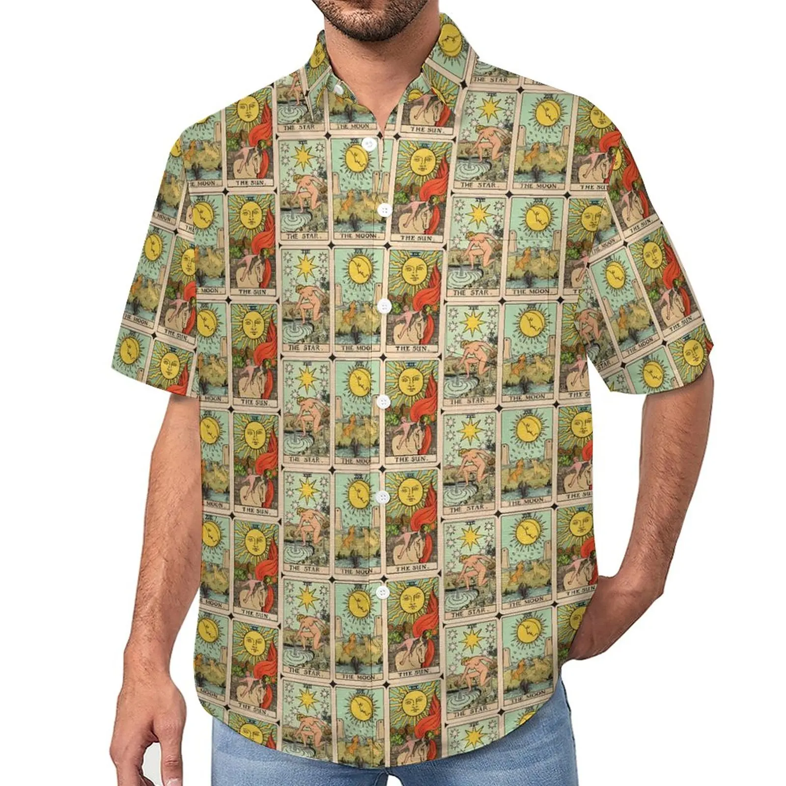 Vintage Tarot Cards Loose Shirt Men Vacation Sun Moon Stars Casual Shirts Hawaiian Design Short-Sleeved Vintage Oversize Blouses
Vintage Tarot Cards Loose Shirt Men Vacation Sun Moon Stars Casual Shirts Hawaiian Design Short-Sleeved Vintage Oversize Blouses