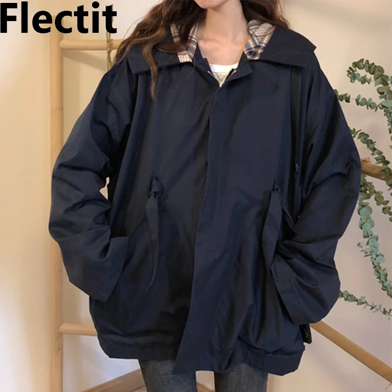 

Flectit Anorak Coat Women Oversized Hoodie Jacket With Zipper Big Pocket Lightweight Windbreaker Outerwear