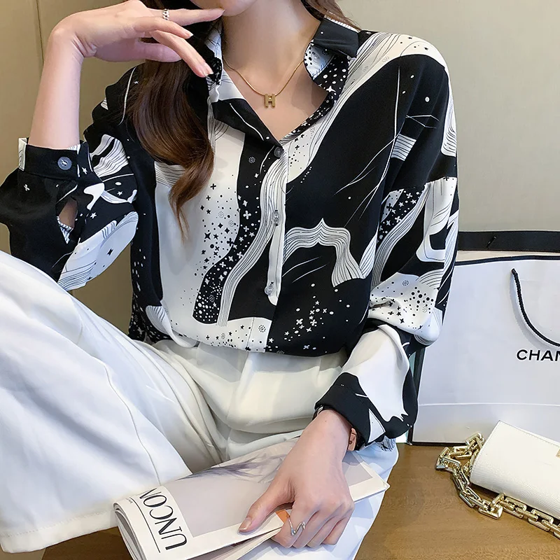 Women's Blouse Print Polo Shirt Chiffon Plus Size New Casual Long Sleeve Summer Loose Top Houthion
Women's Blouse Print Polo Shirt Chiffon Plus Size New Casual Long Sleeve Summer Loose Top Houthion