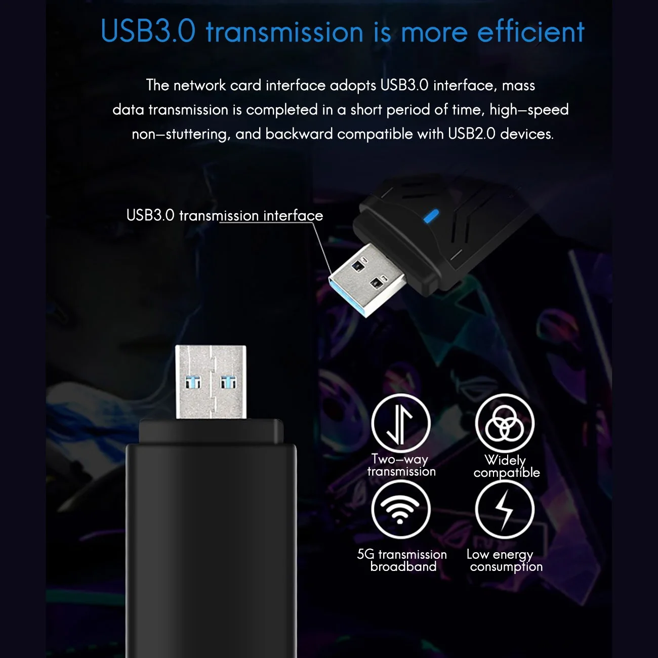 USB3.0 WIFI Wireless Network Card 2.4Ghz+5.8Ghz 1800Mbps RTL8832AU USB Network Card Receiver Transmitter For PC
USB3.0 WIFI Wireless Network Card 2.4Ghz+5.8Ghz 1800Mbps RTL8832AU USB Network Card Receiver Transmitter For PC