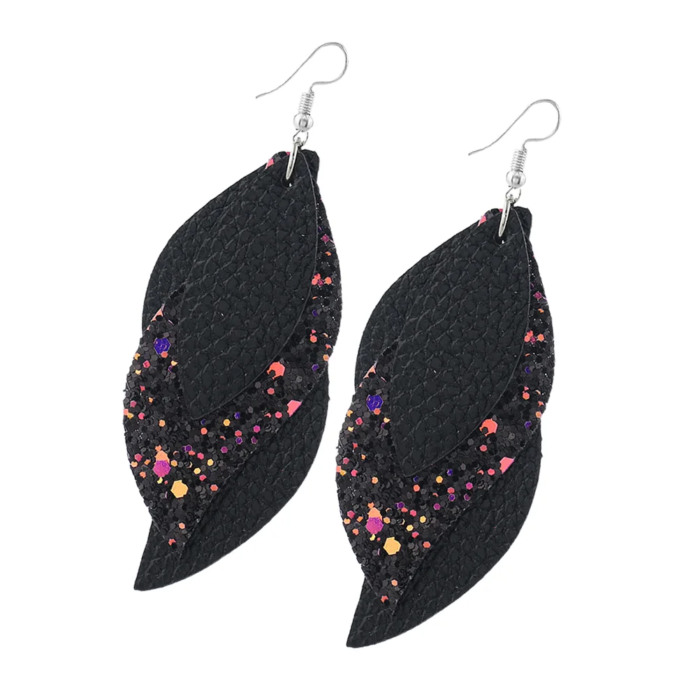 

Earringsleaf Drop Dangle Ear Statement Jewelry Bohemian Layered Earring Sequin Faux Women Girl Teardrop Tassel Hoop Vacation