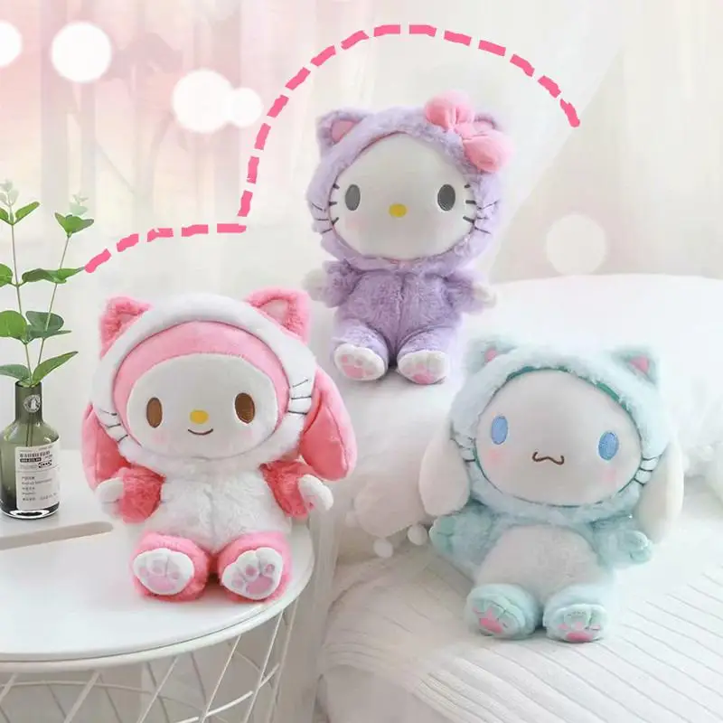 Sanrio cute transformation cat melody Hello Kitty big eared Dog Plush Doll small backpack chain messenger bag
Sanrio cute transformation cat melody Hello Kitty big eared Dog Plush Doll small backpack chain messenger bag
