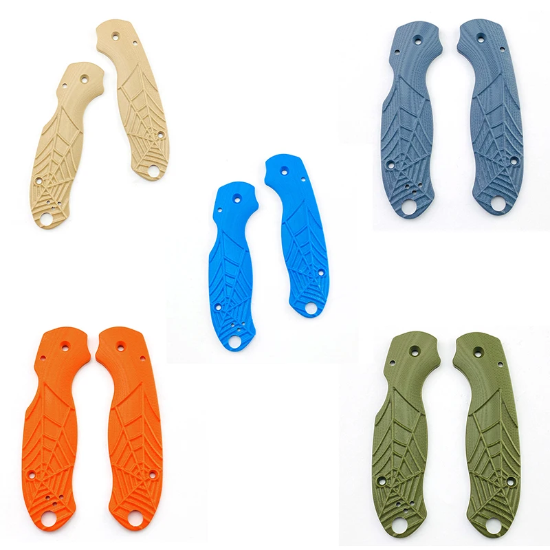 

5 Colors Spider Web Pattern Folding Knife G10 Scales Grip Patches for Spyderco Paramilitary 3 Para3 C223 Handle DIY Make Parts