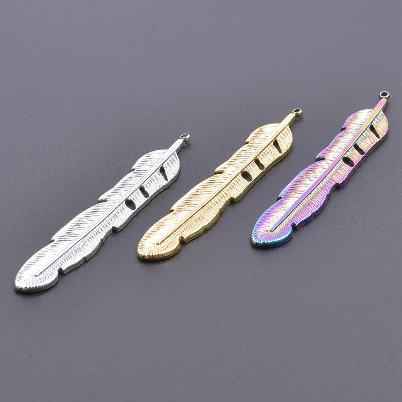 

Feather Charms For Jewelry Making Supplies Leaf Pendant Stainless Steel Charm Handmade Accessories DIY Dijes De Acero Inoxidable