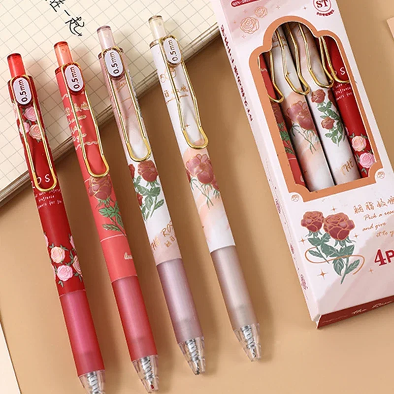 4pcs/box Vintage Roses Gel Pens Quick Drying Black Ink Needle Pens for Students Korean Stationery School Office Writing Supplies 
4pcs/box Vintage Roses Gel Pens Quick Drying Black Ink Needle Pens for Students Korean Stationery School Office Writing Supplies