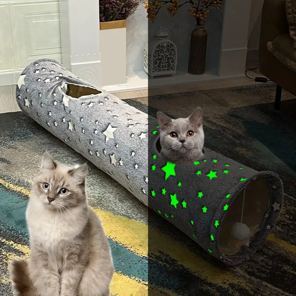 Interesting Cat Tunnel Scratch-resistant Rest with Hair Ball Star Print Pet Kitten Cat Luminous Tube Toy 
Interesting Cat Tunnel Scratch-resistant Rest with Hair Ball Star Print Pet Kitten Cat Luminous Tube Toy