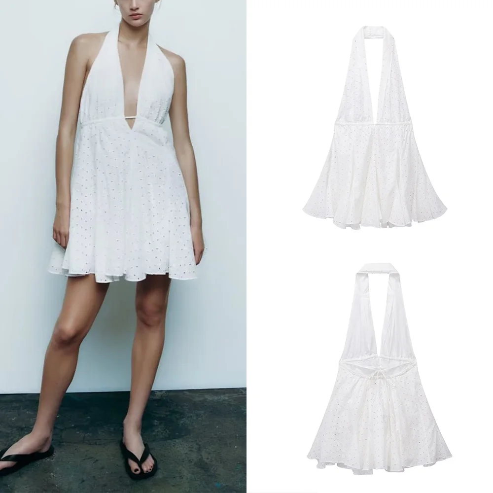 PB&ZA summer new women's temperament fashion backless chic hollow embroidery hanging neck dress 4786282
PB&ZA summer new women's temperament fashion backless chic hollow embroidery hanging neck dress 4786282