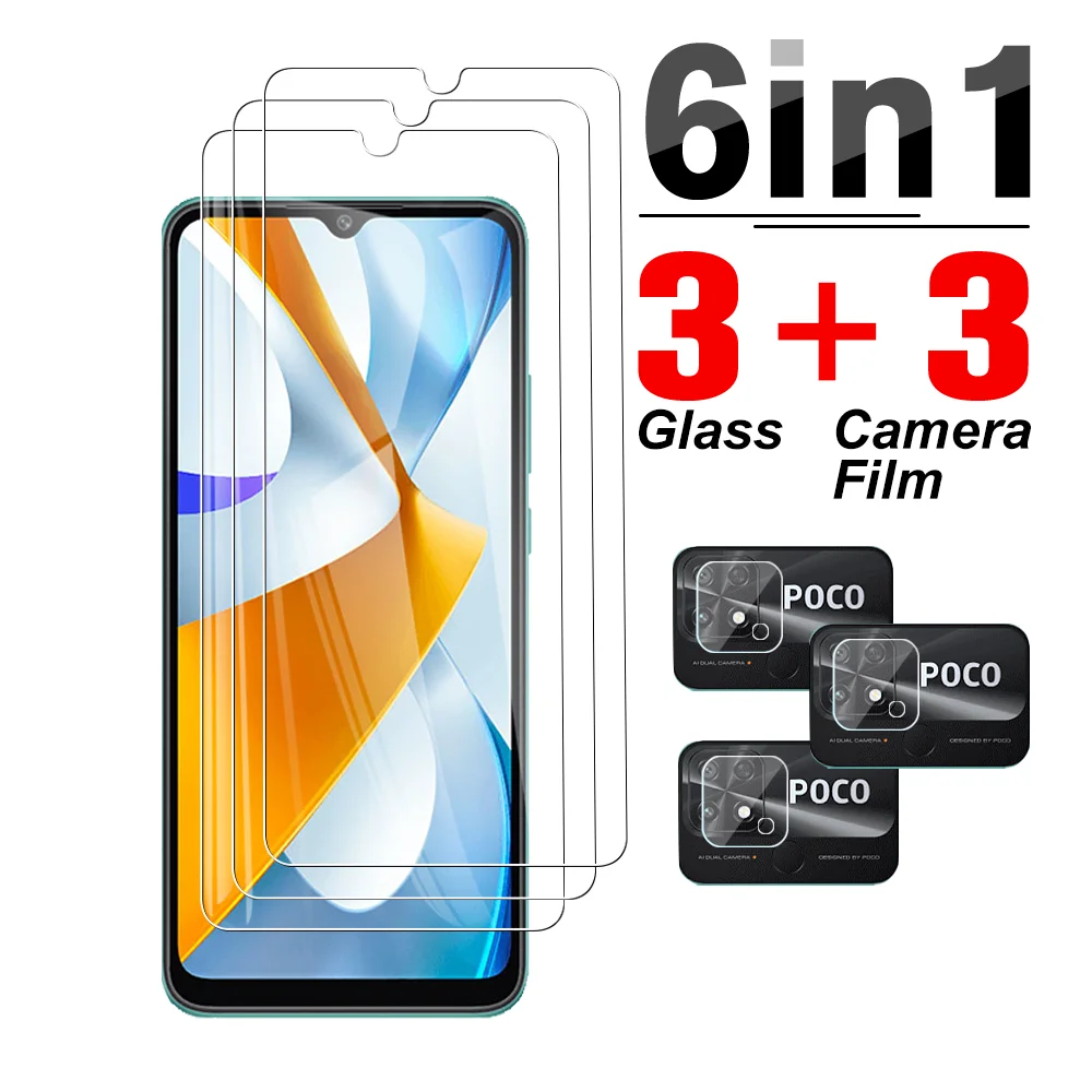 

Защита экрана камеры 6 в 1 для Xiaomi Poco C40 5G полное покрытие закаленное стекло PocoC PocoC40 C 40 Pocophone Защитная пленка для телефона