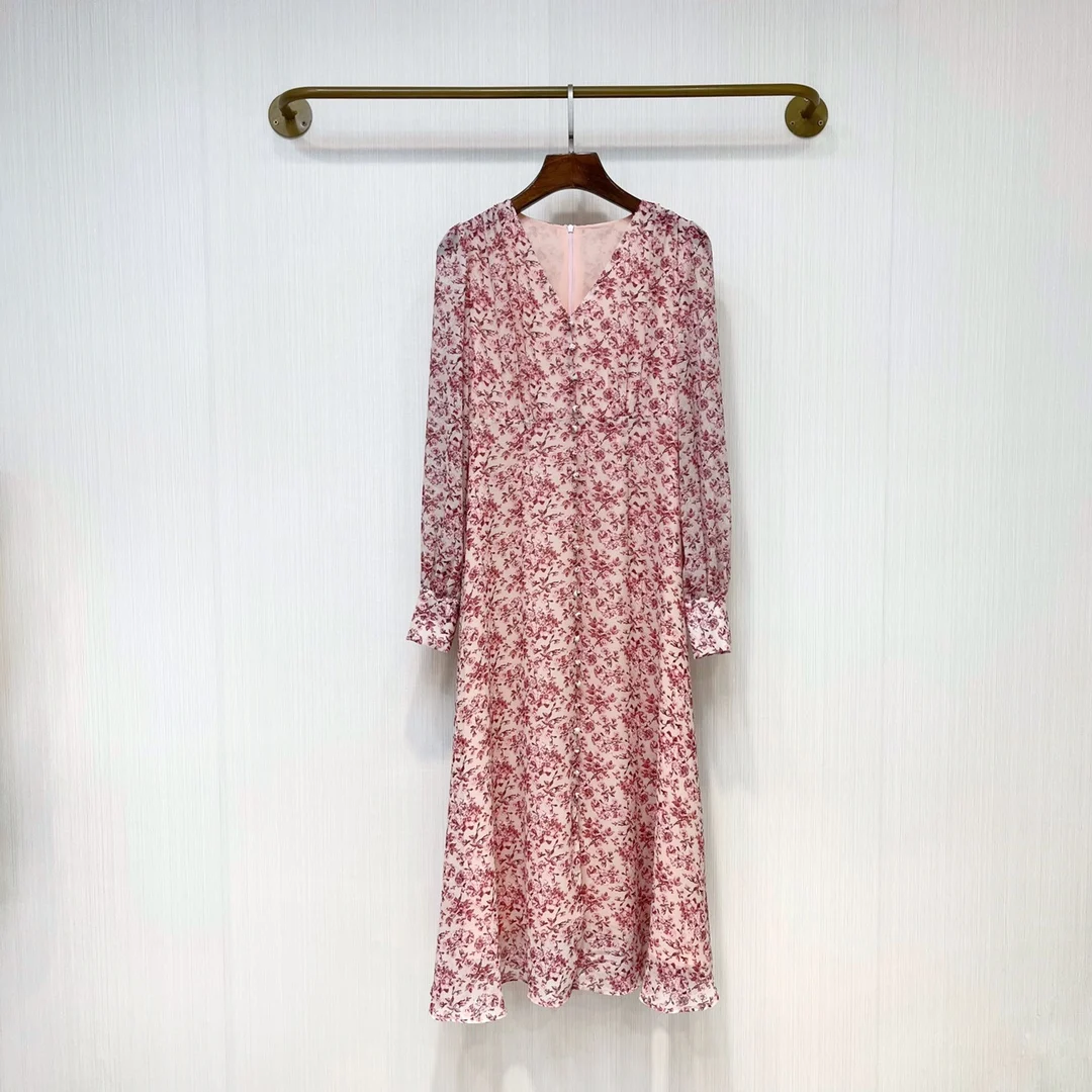 Облегающее платье с пуловерным цветочным V-образным вырезом и небольшим цветочным узором, романтичное и необычное, очень прочное 
Облегающее платье с пуловерным цветочным V-образным вырезом и небольшим цветочным узором, романтичное и необычное, очень прочное