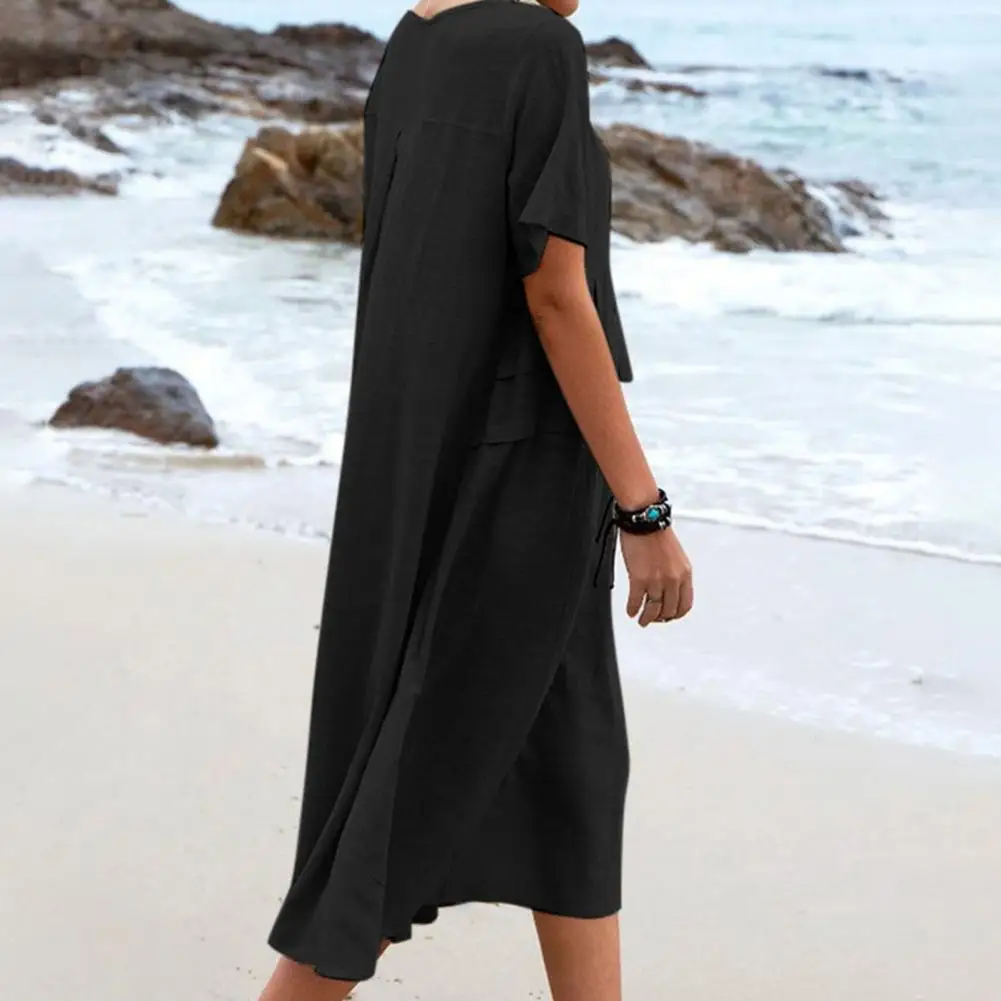 Fashion Women Summer Dress Washable Women Long Dress Solid Color Streetwear Loose Waist Summer Ladies Dress
Fashion Women Summer Dress Washable Women Long Dress Solid Color Streetwear Loose Waist Summer Ladies Dress