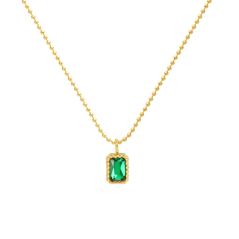 Emerald Zircon Inlaid Single Diamond Necklaces for Women 2022 Trend Stainless Steel Plating 18K Gold Hand-crafted Jewelry
Emerald Zircon Inlaid Single Diamond Necklaces for Women 2022 Trend Stainless Steel Plating 18K Gold Hand-crafted Jewelry