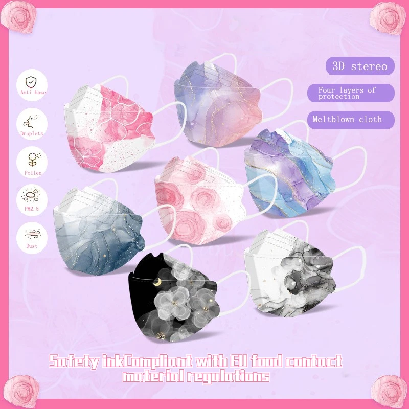 2022 Mascarillas Adult 3d Floating Flower Printing Disposable Fish-shaped Four-layer Protective Mask Masks For Virus Protection 
2022 Mascarillas Adult 3d Floating Flower Printing Disposable Fish-shaped Four-layer Protective Mask Masks For Virus Protection