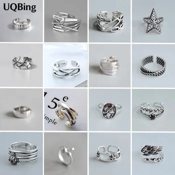 High Quality Fashion 925 Stamp Silver Color Geometric Layer Smile Face Adjustable Rings For Women Wholesale Jewelry