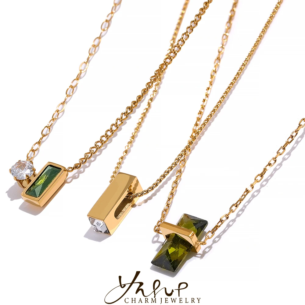 Yhpup Stainless Steel Olive Green Cubic Zirocnia Chic Pendant Necklace for Women Minimalist Charm Korean Fashion Collar Jewelry
Yhpup Stainless Steel Olive Green Cubic Zirocnia Chic Pendant Necklace for Women Minimalist Charm Korean Fashion Collar Jewelry