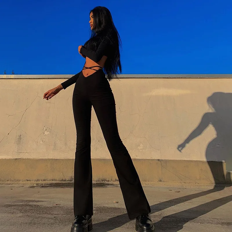 2022 New Cyber Y2k Flare Pants E Girl Style Sexy Stretchy Trousers Women Lace Up V Waist Low Rise Harajuku Black Pants
2022 New Cyber Y2k Flare Pants E Girl Style Sexy Stretchy Trousers Women Lace Up V Waist Low Rise Harajuku Black Pants