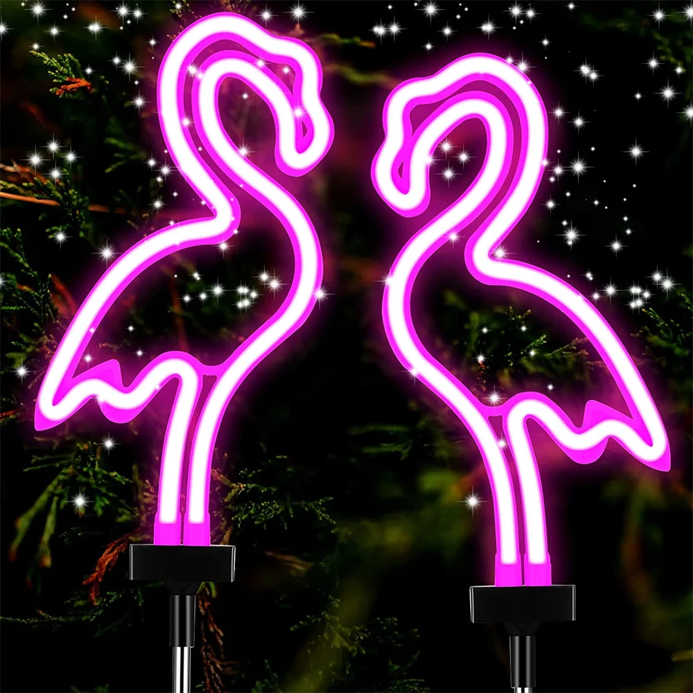 

LED Solar Flamingo Neon Lamp Outdoor Garden Stake Lights Lawn Yard Lamp Pathway Light for Lawn Patio Yard Walkway Decor